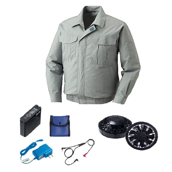 KU90550 空調服 綿薄手 FAN2200B/LISUPER1セット モスグリーン 3L