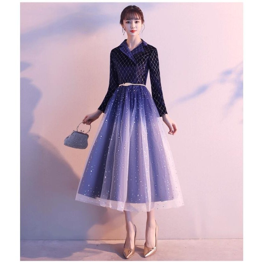 期限セール!袖あり ミディアムワンピース パーティードレス 20代30代40代 ウエディングドレス