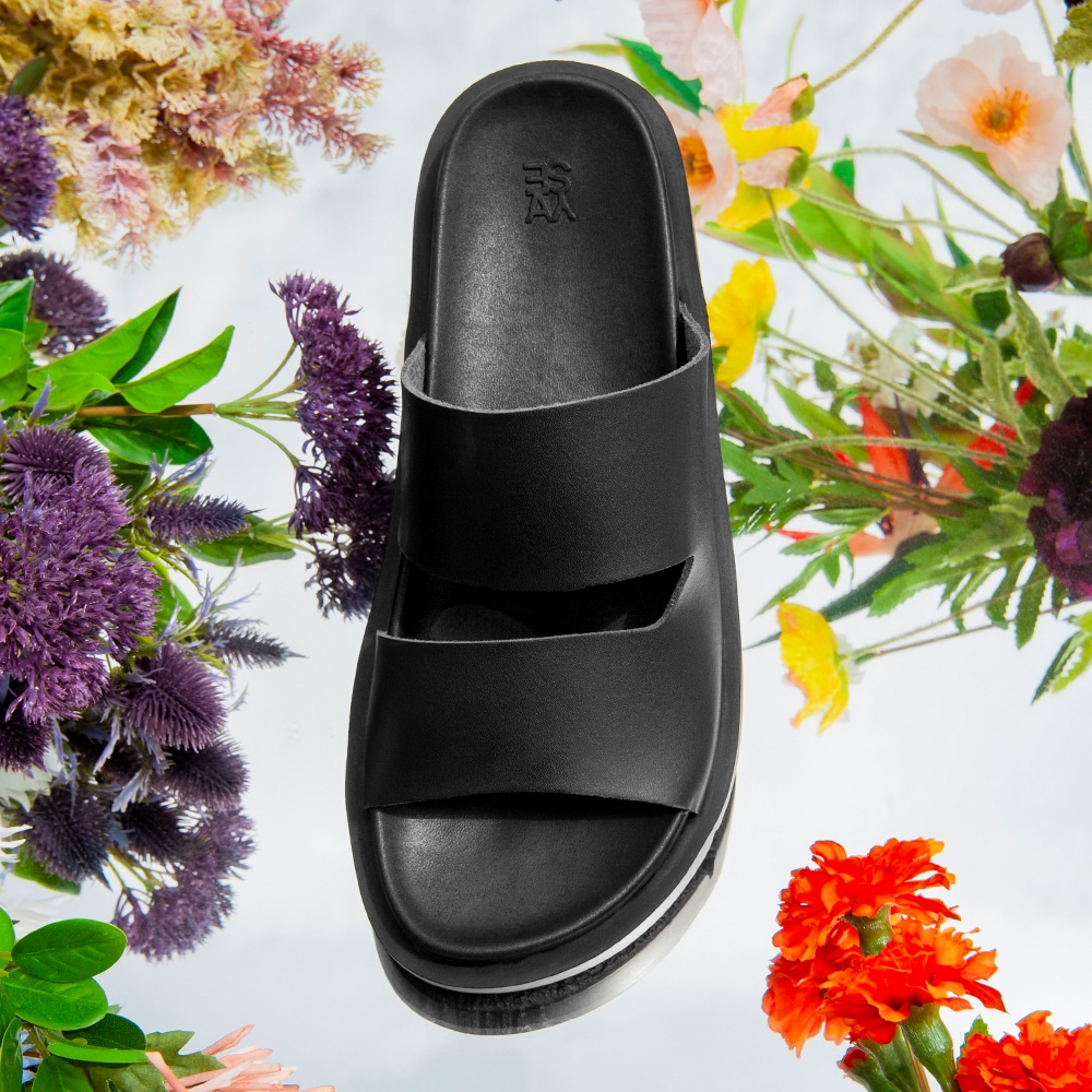 Santorini Slides Leather Black 551#