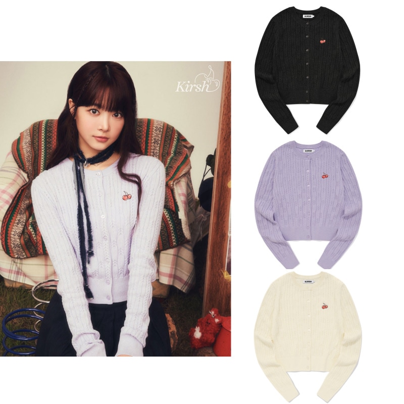 【Lesserafimウンチェ着用】SMALL CHERRY CABLE CROP ニットカーディガン 9,865円