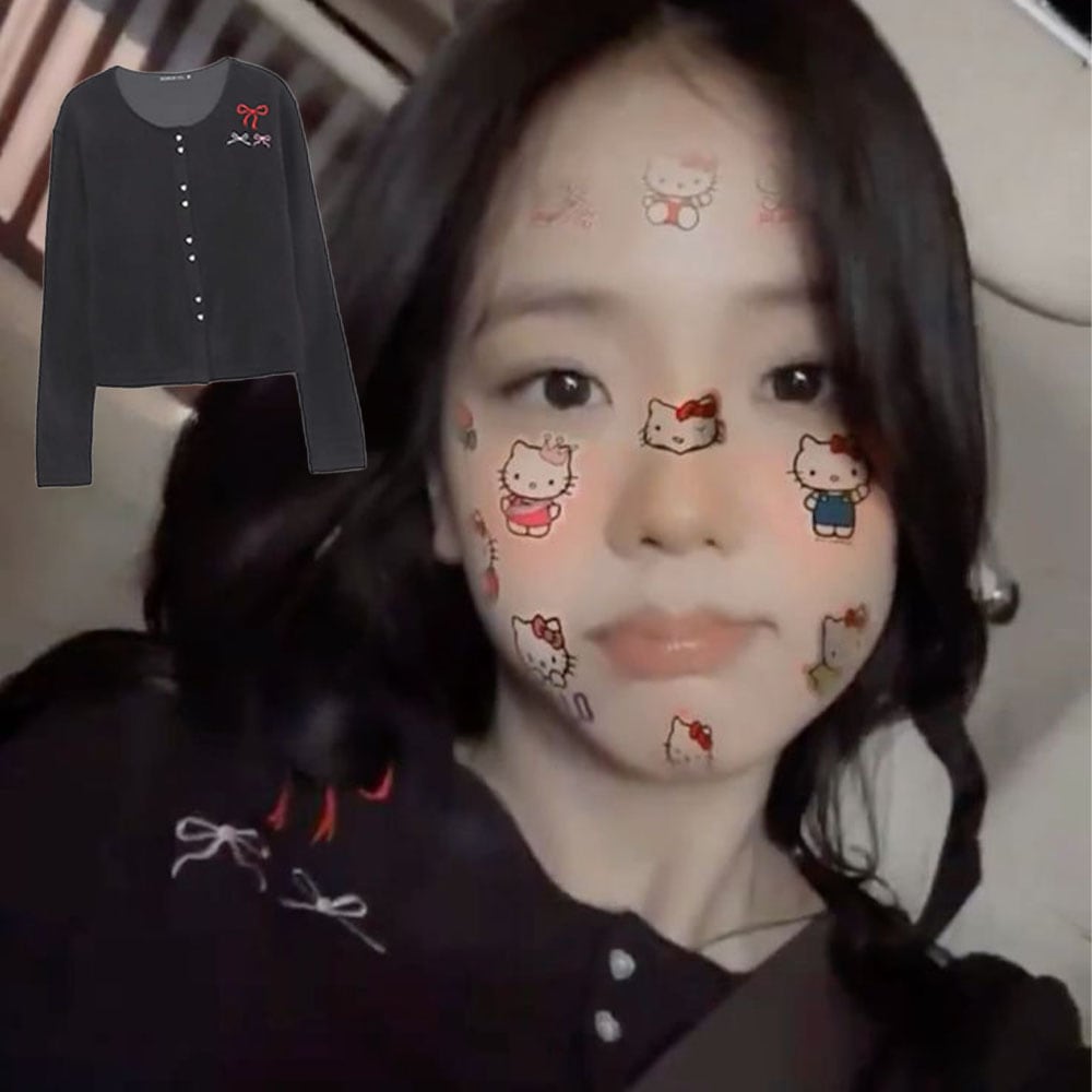 [BLACKPINK JISOO / RED VELVET SEULGI 着用!] HEART BUTTON 3 RIBBON CARDIGAN (3COLORS)