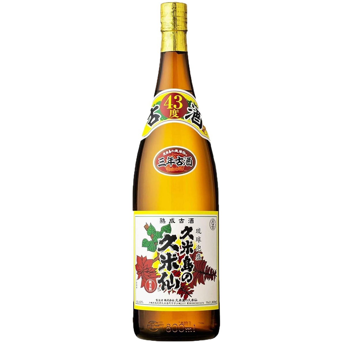 泡盛 久米島の久米仙 でいご 43度 1800ml 1.8L×6本/1ケース