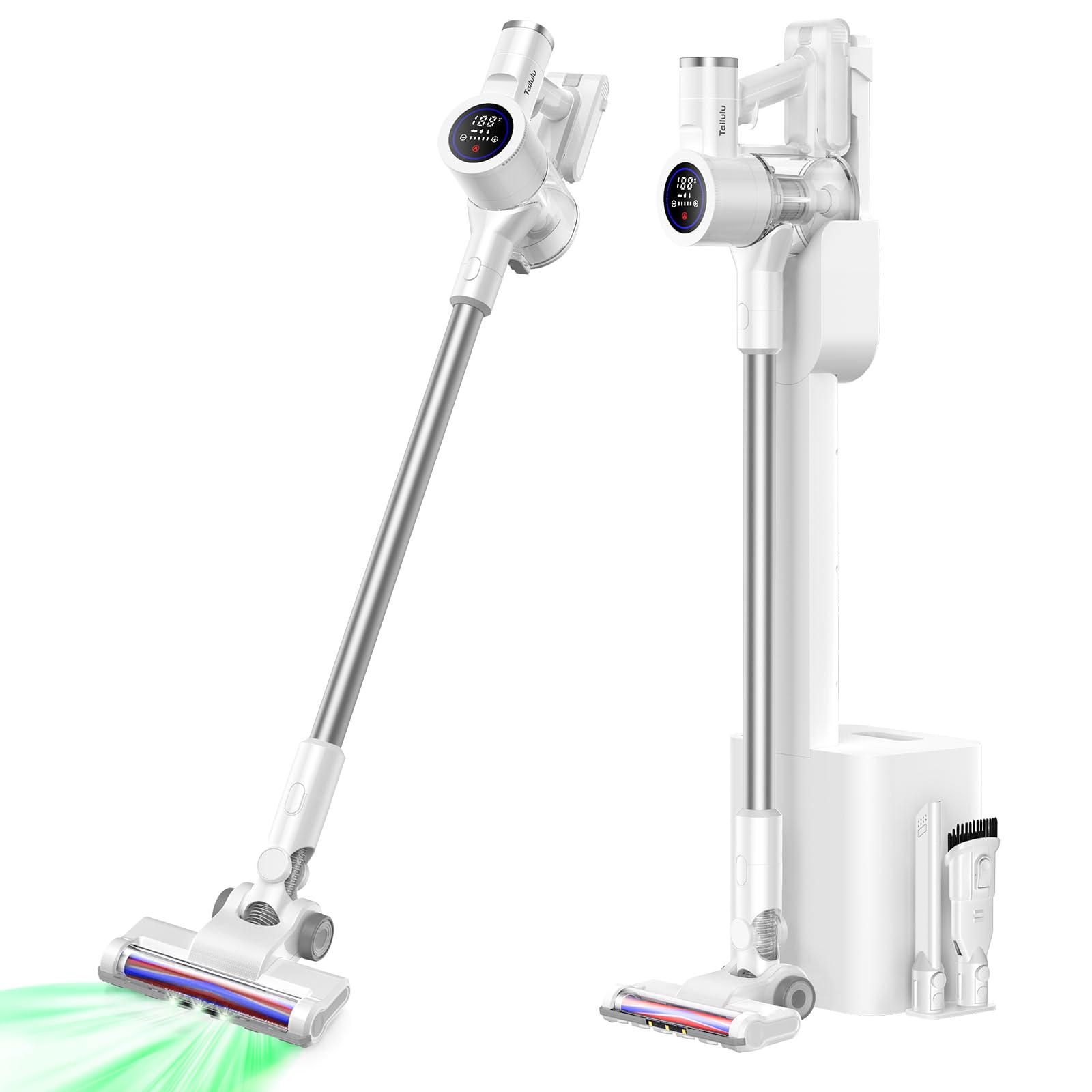 掃除機 コードレス【2025最新型!&業界初自動ゴミ収集ドック搭載&置くだけで充電&65Kpa超強力吸引&Smartホコリ自動検知&グリーンLEDライト付＆75分連続稼働】コードレス掃除機 軽量 LE