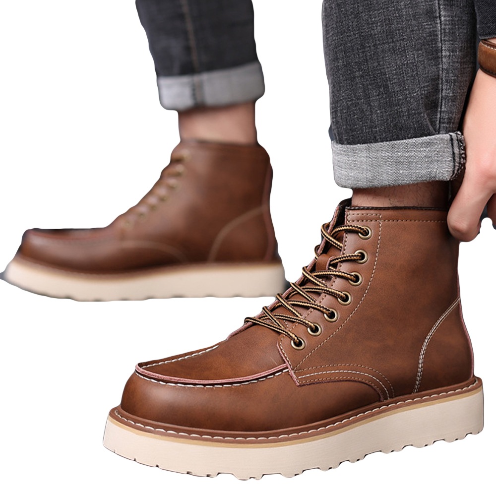 [最安値挑戦]！冬靴 ミリタリーブーツ レースアップ シューズ 厚底 エンジニアブーツ ハイカット ショートブーツ ワークブーツ 秋冬 メンズ ブーツ