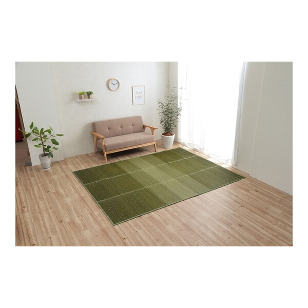 1070480122103 ラグ 小林製薬 持続性抗菌剤 KOBA-GUARD 制菌 抗菌防臭 滑り止め ウレタン 不織布 夏 い草 グラデーション グリーン 約126×190cm メーカー直送