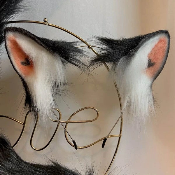 コスプレ道具 黒猫 耳 尻尾 手作り モコモコ 文化祭 学園祭 パーティー COSPLAY コスチューム アクセサリー cosplay用 dd051zozot2