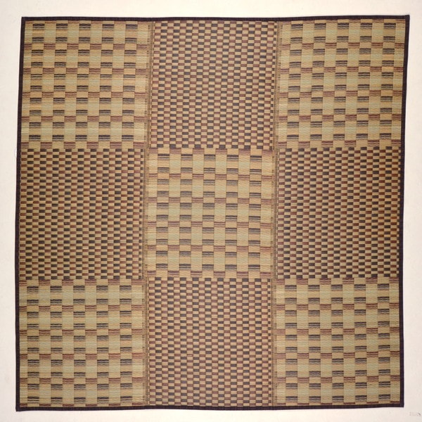 81948413 涼しさを感じられる和風な市松柄のい草ラグ キハチ 240240 ブラウン メーカー直送