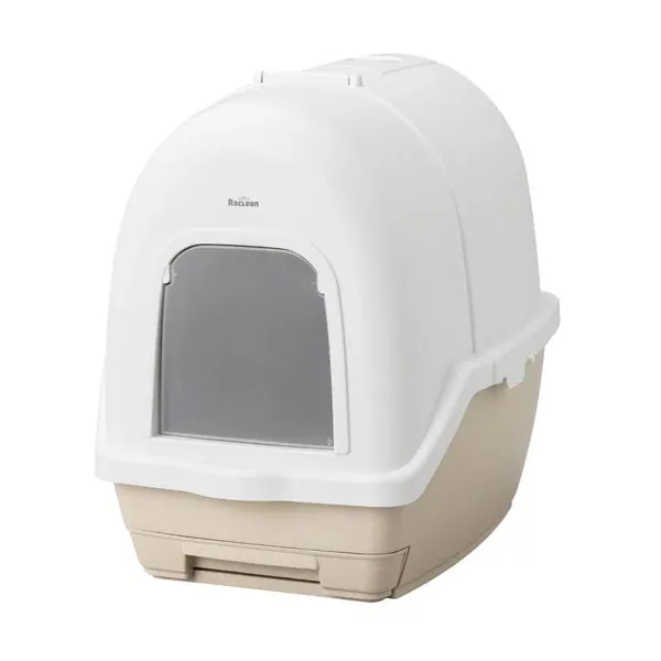 DFT-52 アイボリー/ベージュ ラクリーン 炭脱臭ファン付き猫トイレ メーカー直送