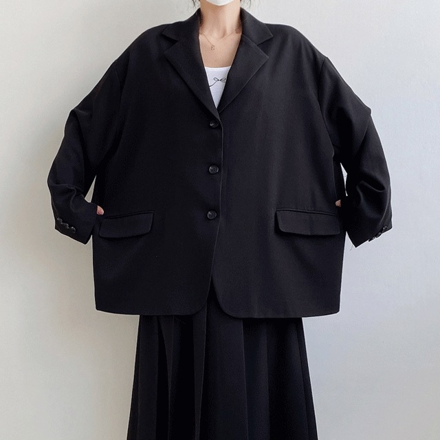 (~3XL) ベーシック オーバー ルーズ スリーボタン ジャケット (ビッグサイズ) 2color 6,863円