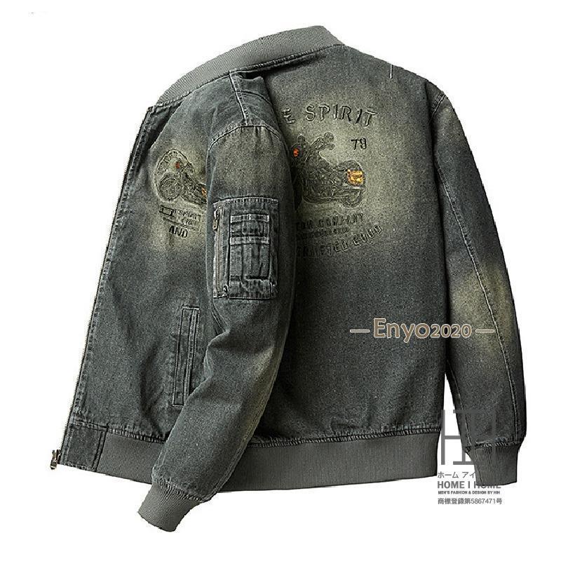 デニムジャケット メンズ スタジャン ma ユーズド加工 刺繍入り おしゃれ スタイリッシュ Gジャン ストト ワークジャケット カジュアル アウター