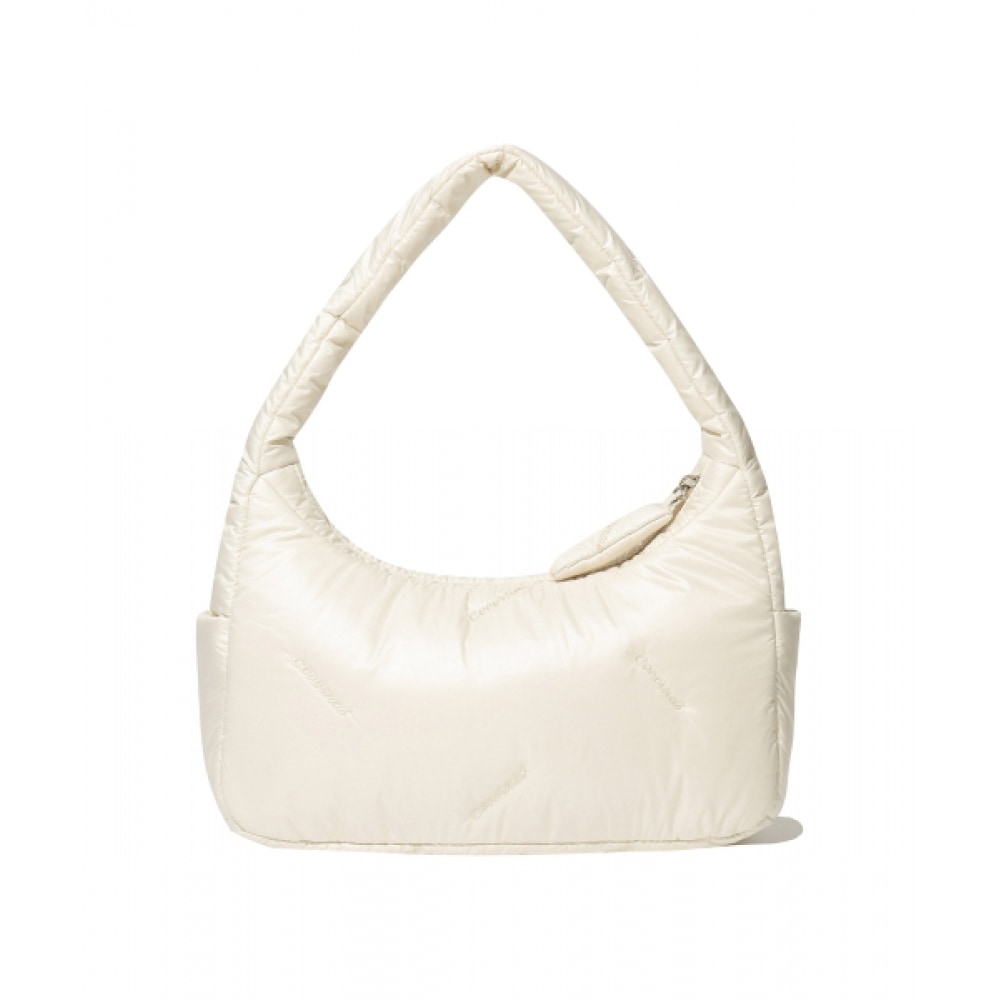 COVERNAT 女性用ロゴ刺繍パッド入りショルダーバッグアイボリー