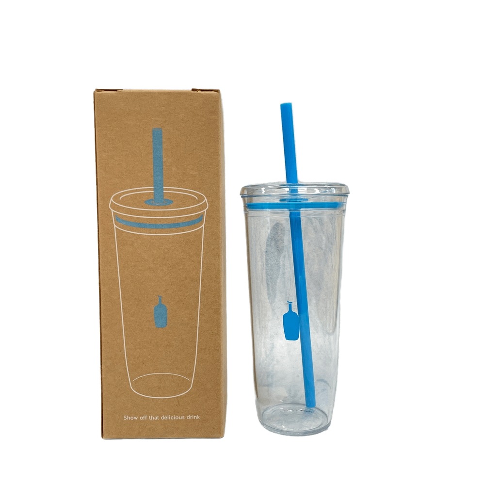 [ショッピングバッグ付]ブルーボトル クリア コールド タンブラー 20oz 591ml 透明コールド カップ 創立記念日プレゼント 販促