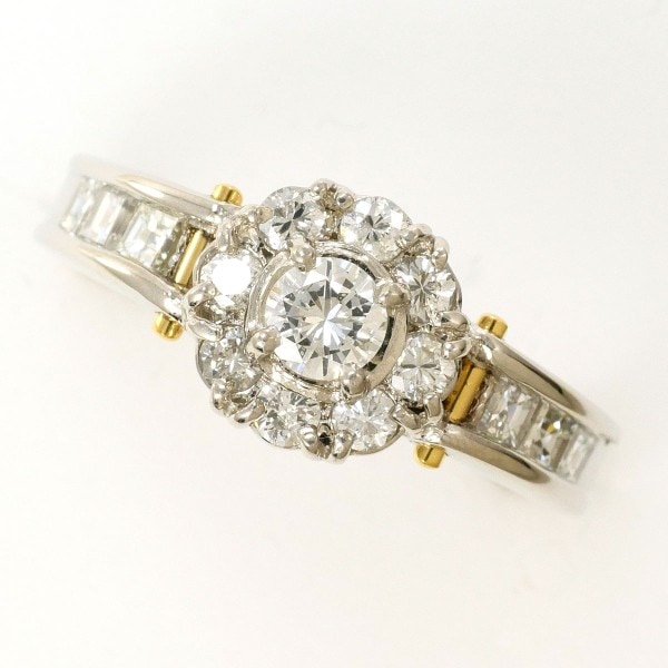 PT900 プラチナ リング 8.5号 ダイヤ 0.75 カード鑑別書 ジュエリー 中古