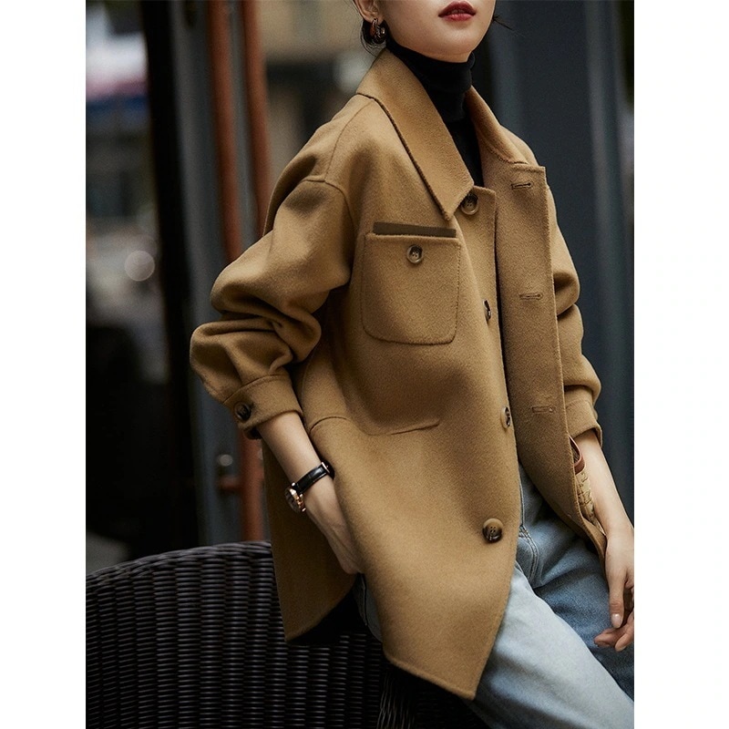 気質 着痩せ 高級感 仿羊绒 ラシャ ジャケット ウォーム 秋冬 ゆったり トップス ラシャ ジャケット