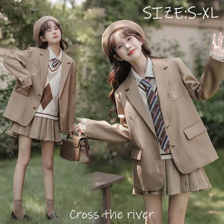 営业促进 卒業式 スーツ 女の子 卒服 女子 小学校 ゆったりサイズ 150 160 卒業式 小学校女子 入学式 スーツ 女の子 大きいサイズ 卒服 ブラウン なんちゃって制服 セット 韓国制服 ブレ 5,987円