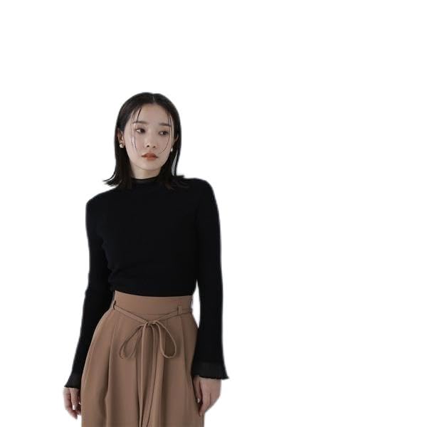 [ナチュラルビューティーベーシック] セーター シアーフレアカフスリブニット レディース クロ