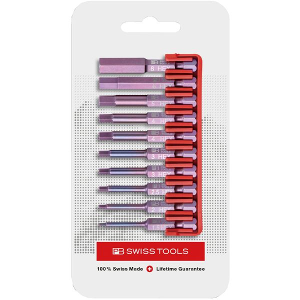 PB SWISS TOOLS ピービースイスツールズ 10本組 段付き 六角ビットセット ビットホルダー付 パッケージ仕様 E6.713CN