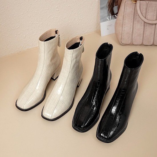 【取寄：納期2週間】ショートブーツ レディース 革 ブーツ バックジップ ブーツ ローヒール 軽い シンプル 痛くない ブーツ カジュアル 靴 ショート ブーツ 新作 レザーブーツ レザー 秋冬 新作