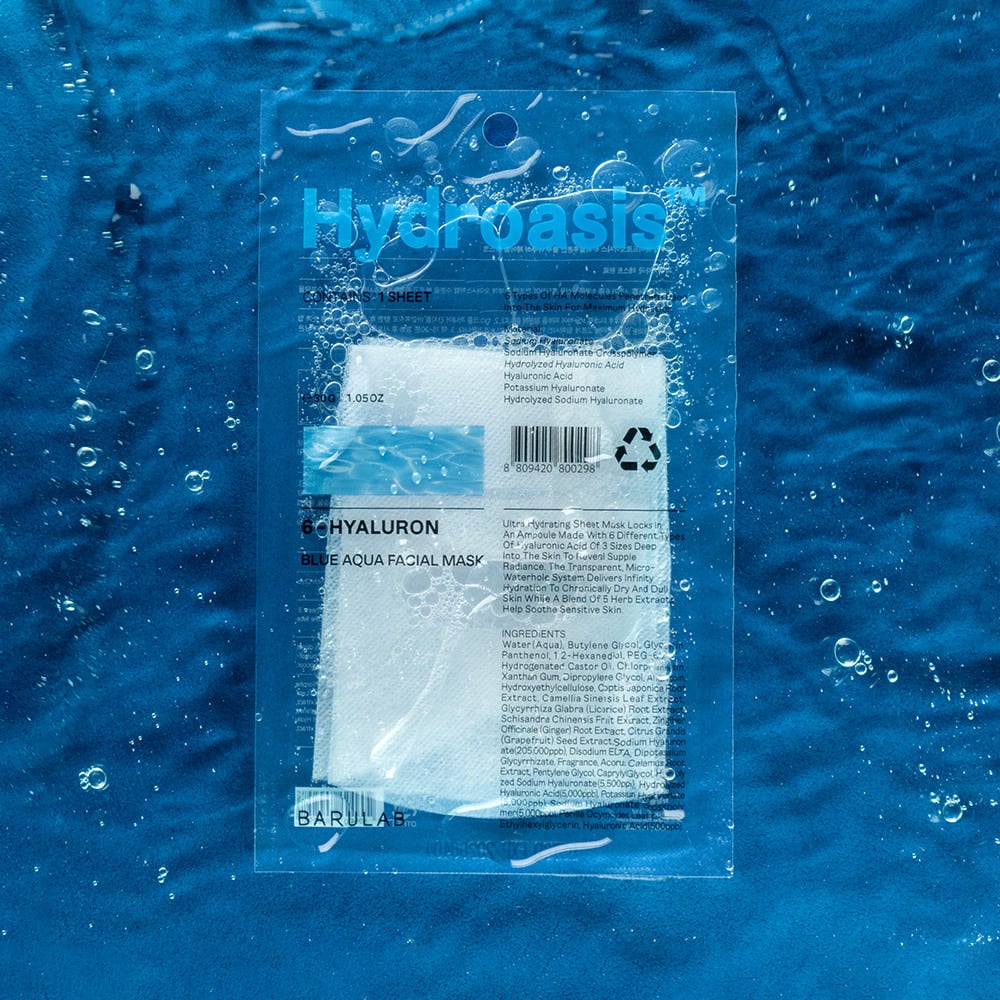 ハイドロオアシス6-ヒアルロン酸ブルー アクアフェイシャルマスク×10個入 + マスクパックをプレゼント