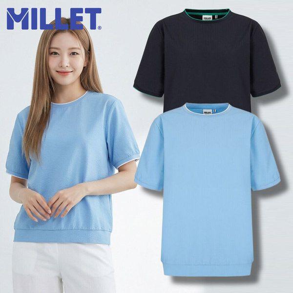 Tシャツ 女性 ラウンド アウトドア シアサッカー 伸縮性 冷感 日常着