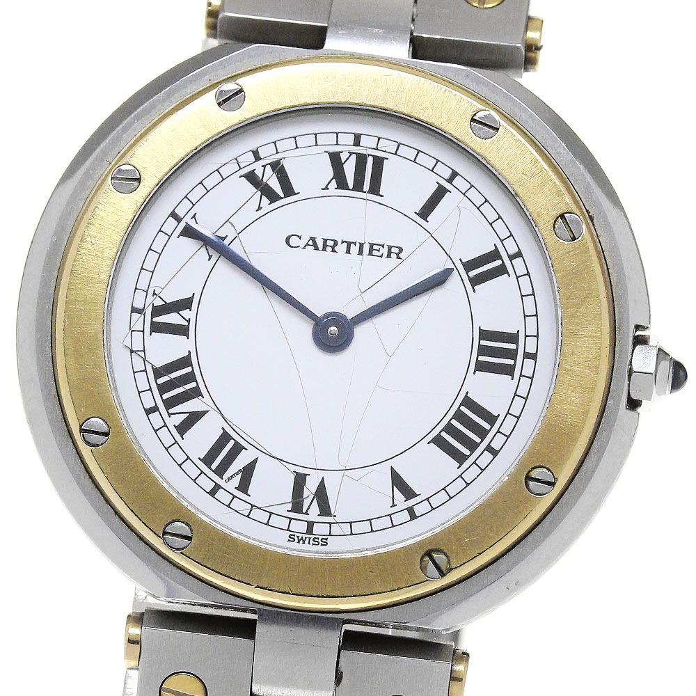 訳あり カルティエ CARTIER サントスラウンド LM コンビ クォーツ メンズ _845419【中古】