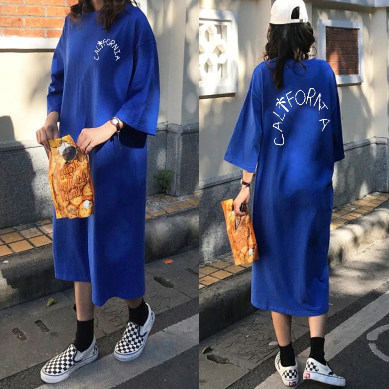 ワンピースTシャツワンピースロング 夏服 韓国ファッション レディース大きいサイズ ゆったり 着痩せ