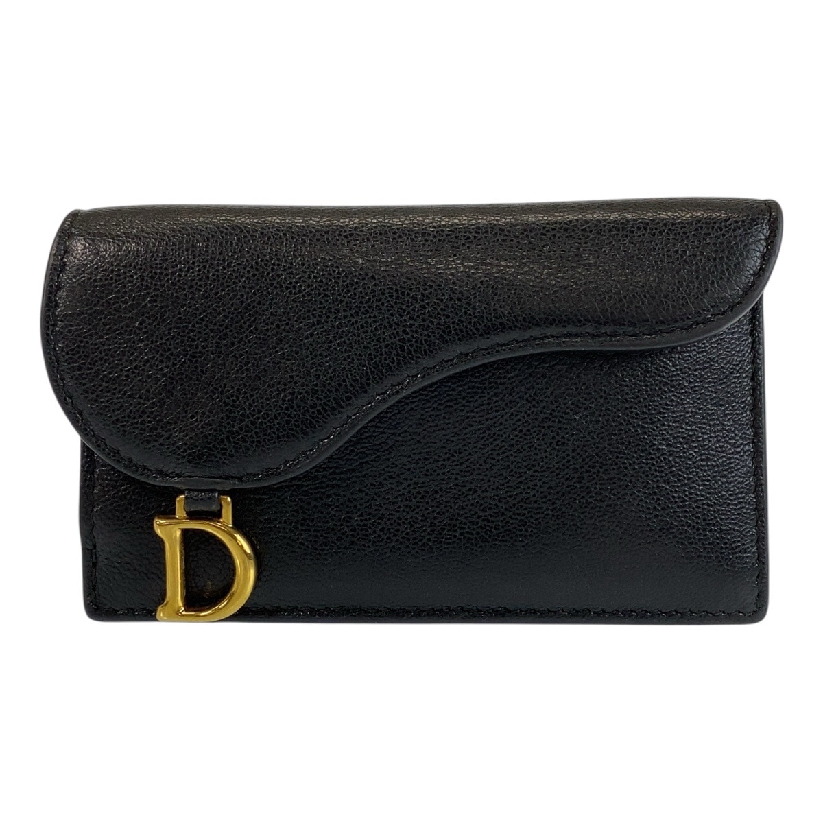 美品 サドル ブラック 黒 ゴールド金具 レザー カードケース コインケース レディース 411089