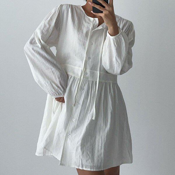 (OP)アカフロントリボンミニワンピース 秋の変わり目ワンピース