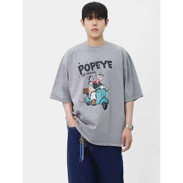 メンズオーバーフィットラウンドネックTシャツプリント半袖Tシャツ SCON019_P394274361