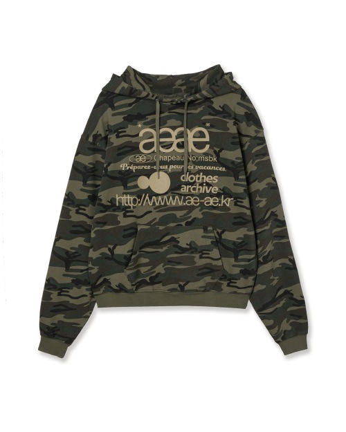 【AEAE】 WEB LOGO LOOSED HOODIE [CAMO] 正規品