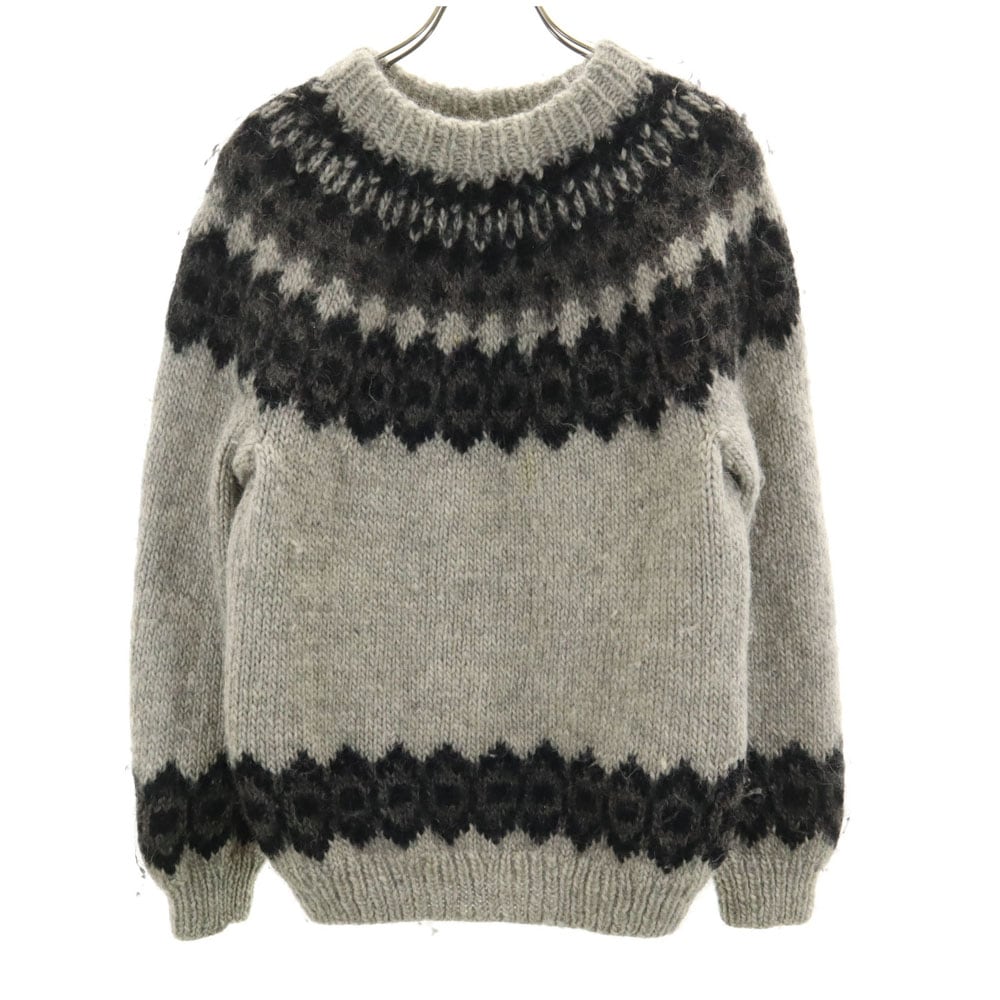 HAND KINT KNITWEAR 90s ウール オールド ノルディック柄 長袖 セーター グレー ニット メンズ
