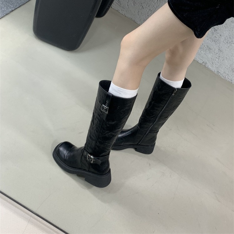 11 女性のためのスリムブーツ太い唯一の長い騎士ブーツ女性用シングルブーツ2024秋と冬の膝のない女性のための新しい春と秋のブーツ r n1001- Al2400-9ブラック r n1002- A