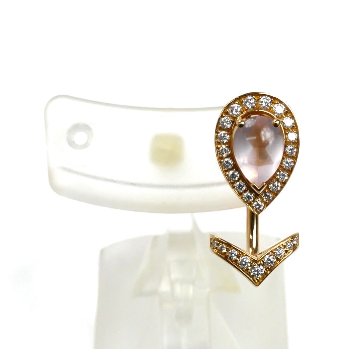 Chaumet ショーメ K18PG ピンクゴールド ジョゼフィーヌ エグレット ピンククォーツ ダイヤ ピアス シングルピアス 3.1g 片耳用 レディース 中古 美品
