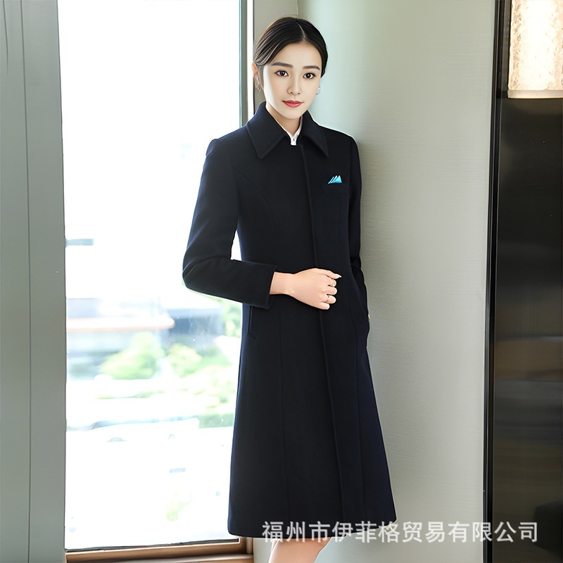 プロフェッショナルコート レディース 冬 ミドル丈ケース 接客 作業服 ウールコート 営業所 ウール作業服