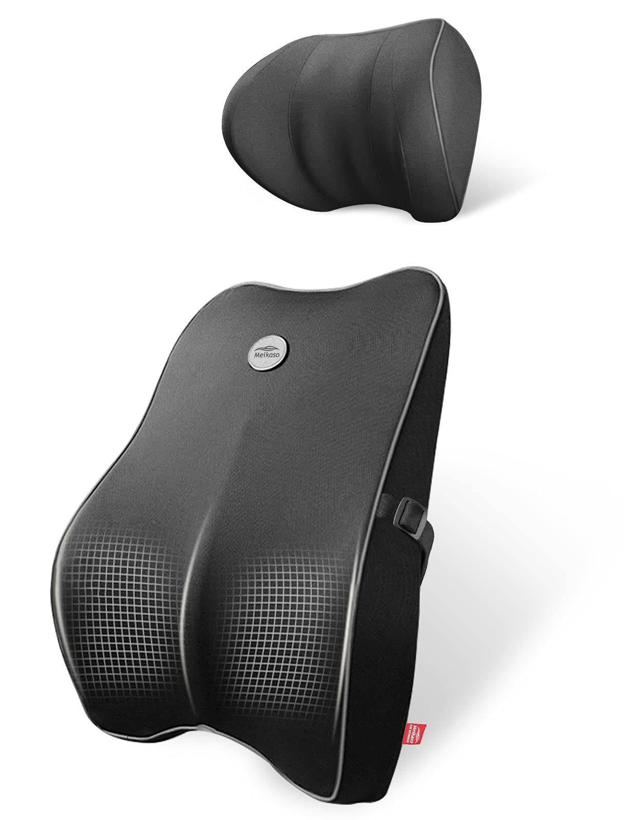 低反発腰クッション ランバーサポート 通気性 姿ネックパッド 車首 ヘッドレスト 100D高密度 低反発 腰サポート 背もたれ 頸椎サポート枕 長時間運転に 車の旅行中/オフィス 70690