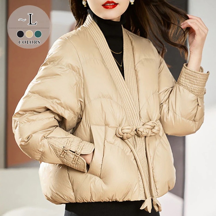 ダウンコート ダウン90 ショート丈 ロングコート アウター 羽織り ジャンパー レディース 秋 冬