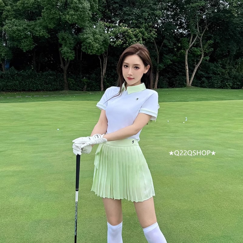 ゴルフウェア 2025 春夏 上下セット 半袖 長袖 poloシャツ Tシャツ プリーツスカ 白 緑 韓国風 レディース ゴルフスカート スポーツウェア テニスウェア 速乾 通気