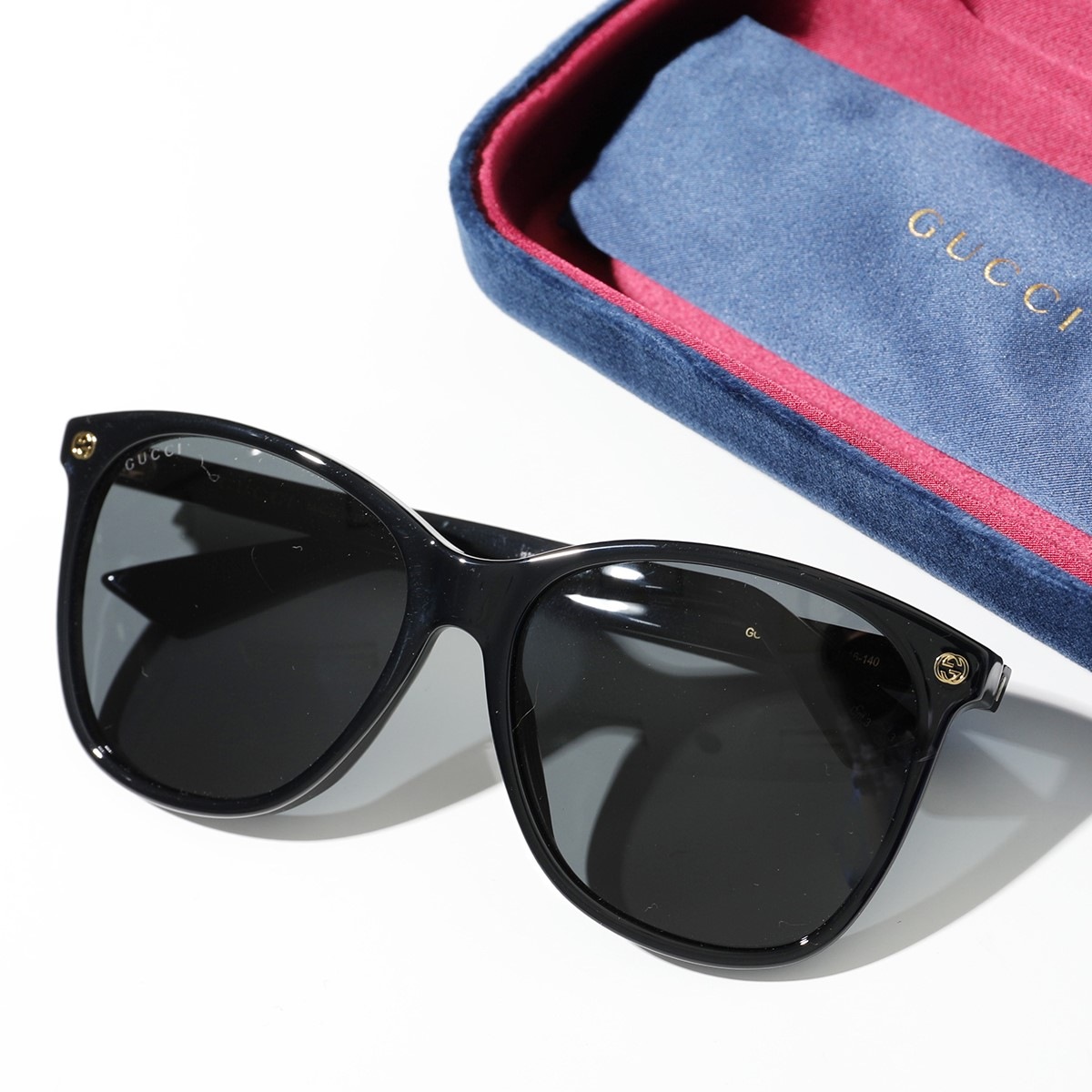GUCCI グッチ サングラス GG0024S レディース ウェリントン型 GGロゴ ダブルG Bee ビーメガネ めがね 眼鏡 アイウェア 001/BLACK-BLACK-GREY