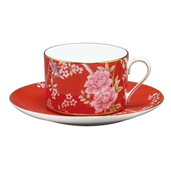NARUMI(ナルミ) クイーンズガーデン ティーコーヒーカップ&ソーサー (レッド) 270cc 97178-54727 r7c