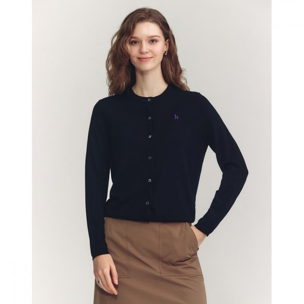 (ヘッジズレディース) 24FW ラウンドネックカーディガンブラック HSSW4CC75BK