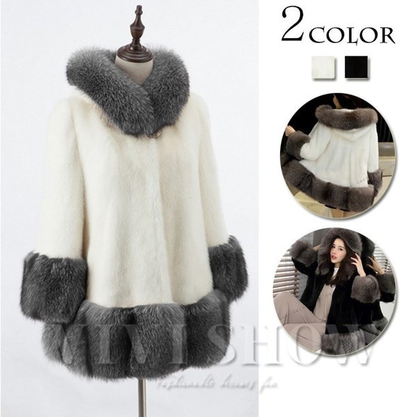 毛皮コート フード付き レディース 毛皮 フェイクファーコート 豪華 フェイクファー ミディアム 秋冬アウター ファーコート ボリューム 防寒