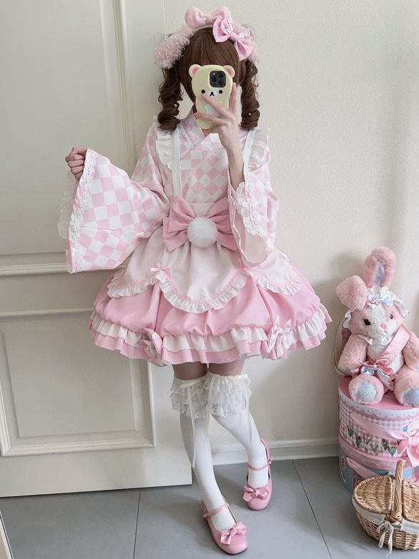 かわいい オリジナルデザインロリータ 和風改良メイドワンピース夏服 二次元和服コスチュームコスチューム
