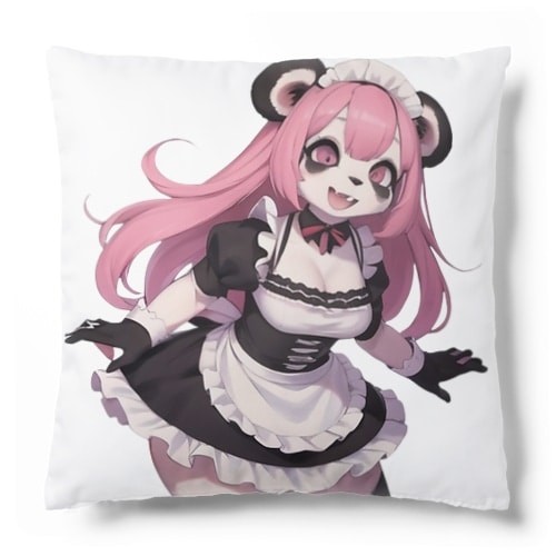 【文字入れ可能受注生産】パンダの女の子　メイド　ケモナー　ピンク髪 クッション 6,030円