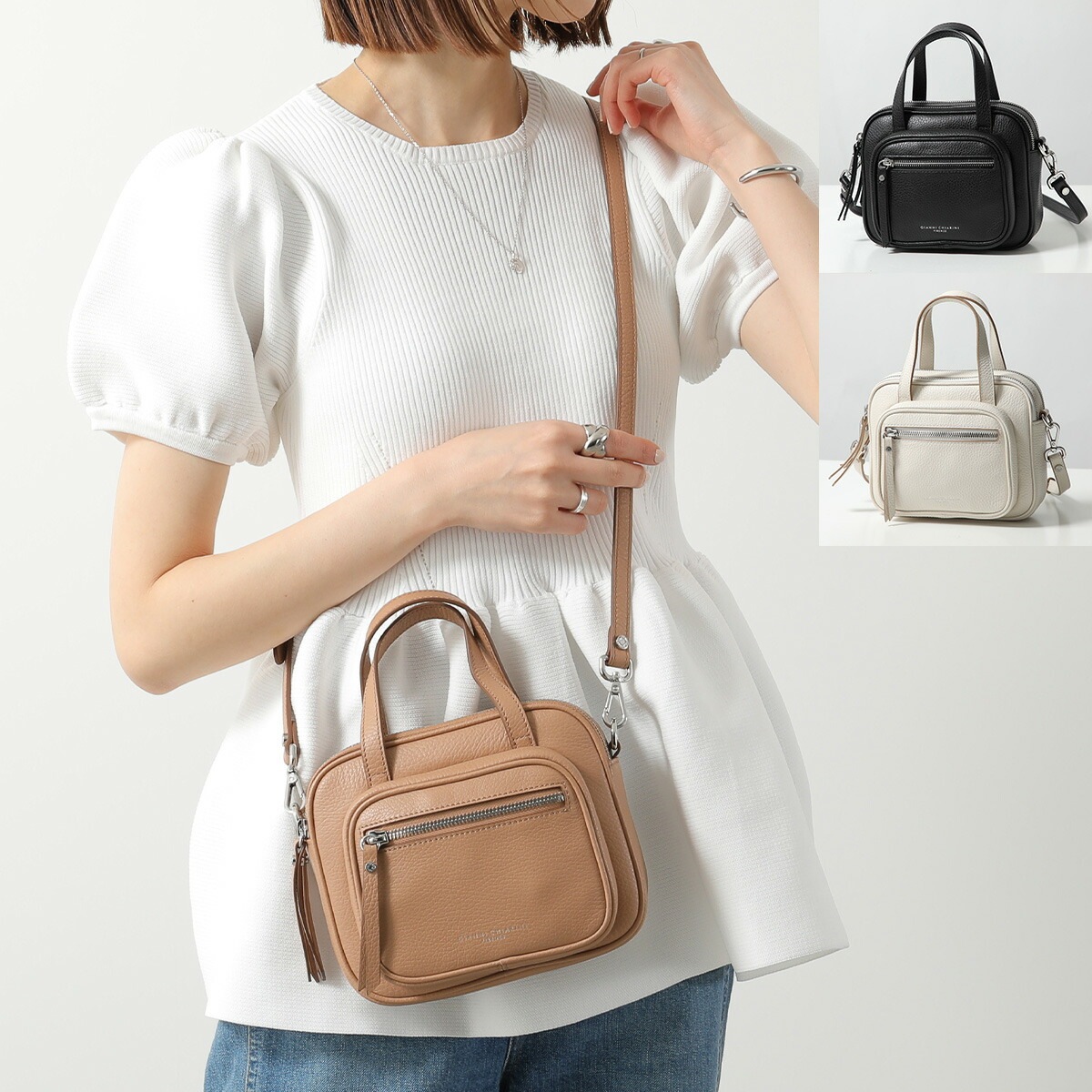 GIANNI CHIARINI ジャンニキアリーニ ショルダーバッグ CARRE キャレー BS 11805 COMM GRN レディース ハンドバッグ クロスボディ 鞄 カラー3色