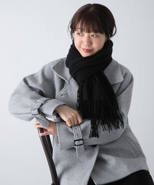 極美品✨Theory　現行　ポンチョ　ベルト付き　カシミヤ　ウール　キャメル ダブルリッチシルクウールストールL（キャメル×ボルドー