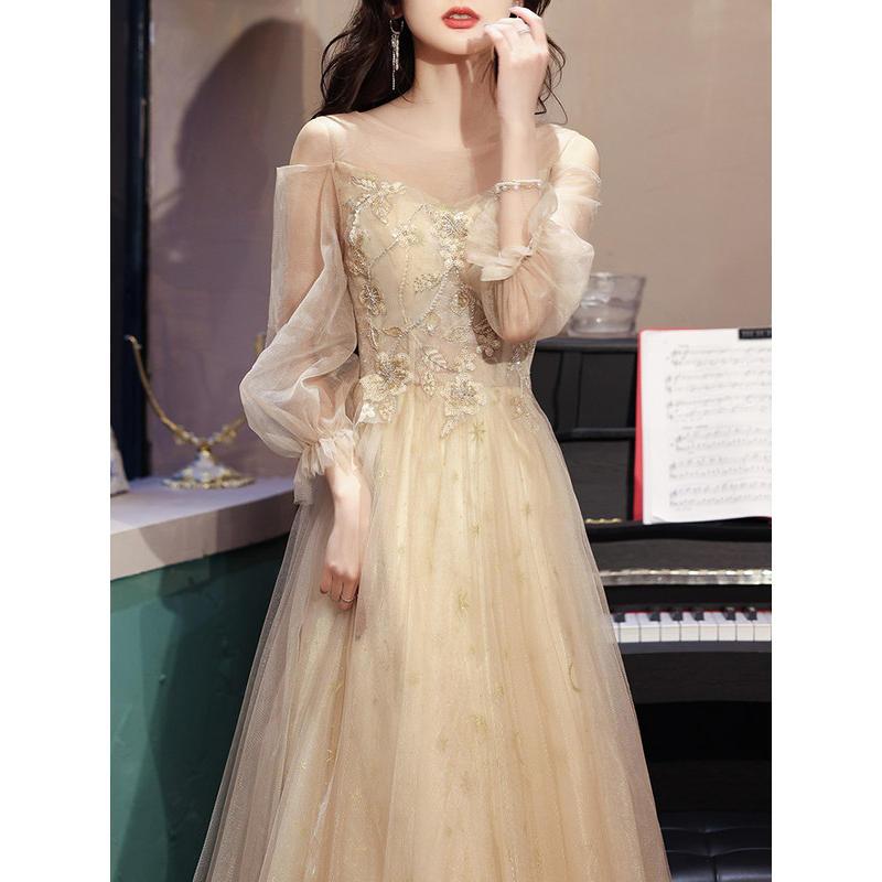 【2枚購入で 3oo円OFF！】長いエレガントな気質エンゲージメントと女性のためのウェディングドレスを備えたガウンドレスは通常ホストアート試験のドレスを着ることができます