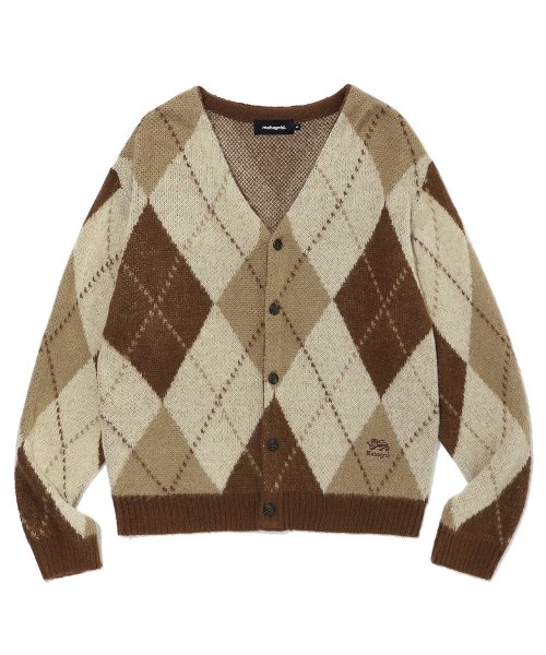 [MAHAGRID] アーガイル ニット カーディガン ベージュ (MG2CFMK680A)