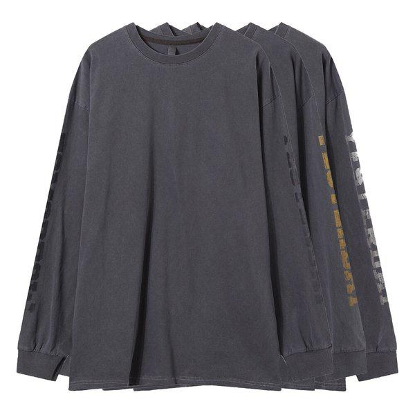 メンズ オーバーフィット ピグメント プリンティング 長袖Tシャツ AC-TSA-Q019