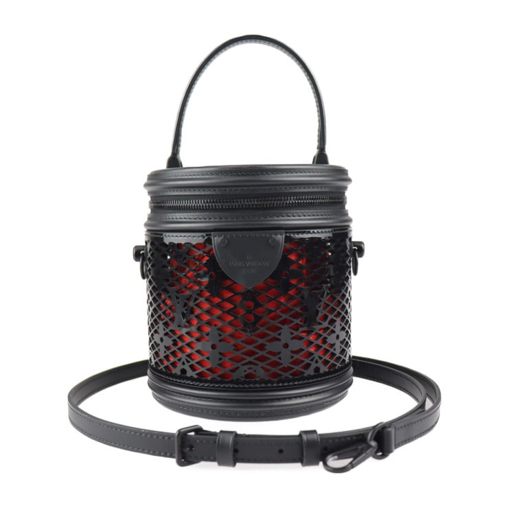 超美品 LOUIS VUITTON ルイ ヴィトン ハンドバッグ M20363 カンヌ モノグラム レース レザー ブラック レッド バニティバッグ 2WAY ビトン【本物保証】