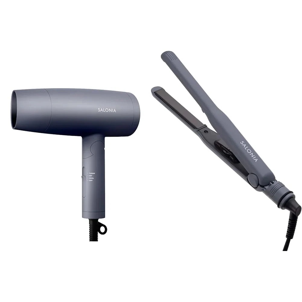 スピーディーイオン ドライヤー 【グレー】 ヘアドライヤー 大風量 速乾 軽量 マイナスイオン SL-013GR ストレート ヘアアイロン 15mm 【グレー】 耐熱ポー